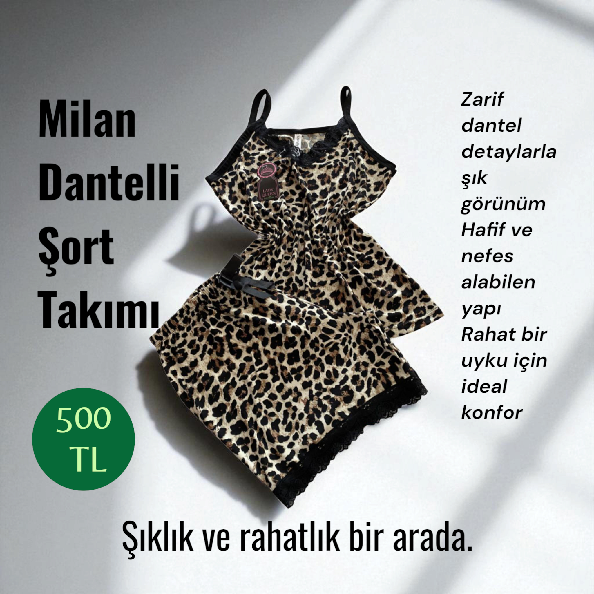 Pijama Şort Takımı Milan Dantelli