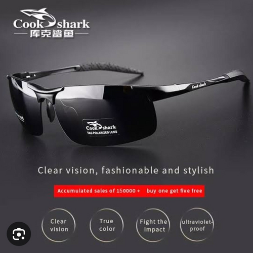 çarşıMarketim Cook Shark 8080 siyah çerçeveli, UV korumalı ve yansıma önleyici TAC polarize güneş gözlüğü