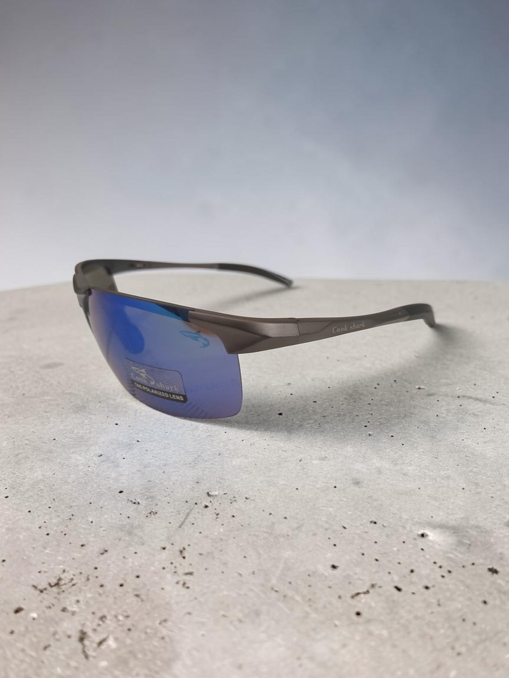 çarşıMarketim Cook shark mavi aynalı TAC polarize güneş gözlüğü, gri çerçeveli sportif unisex tasarım